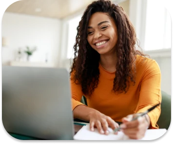 Image of a woman smiling in a web conference